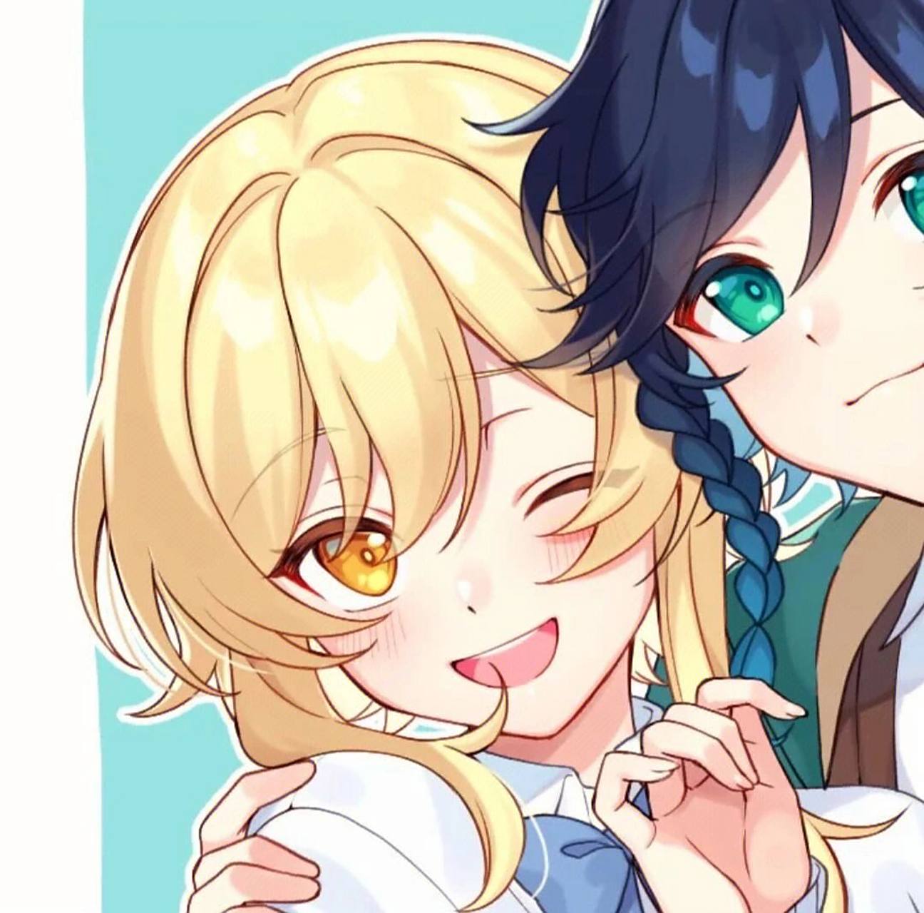 找到一张关于荧和温迪的情头