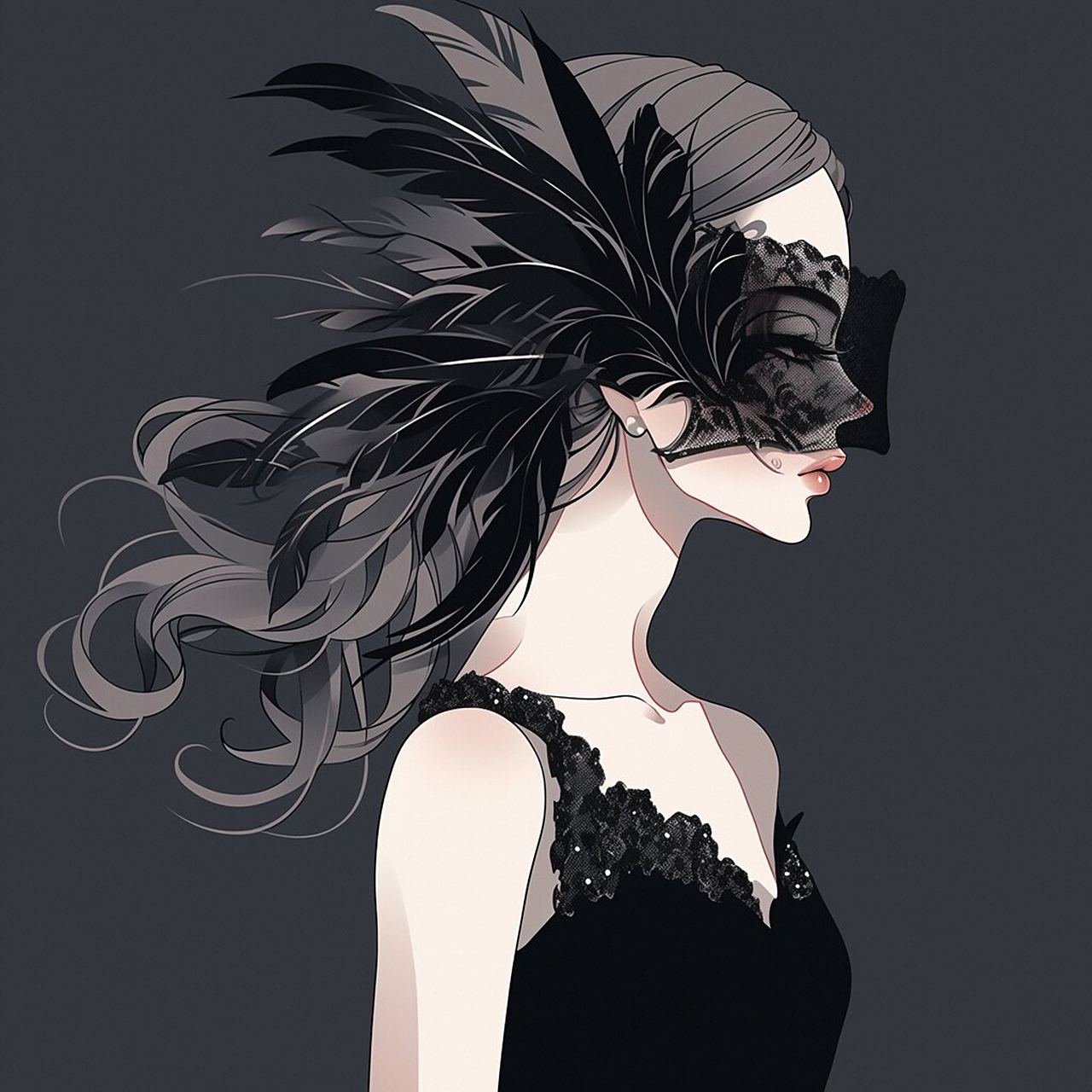 极简头像 | 戴面具优雅高贵气质女王 哈喽,我是一零,一枚ai绘画魔法师