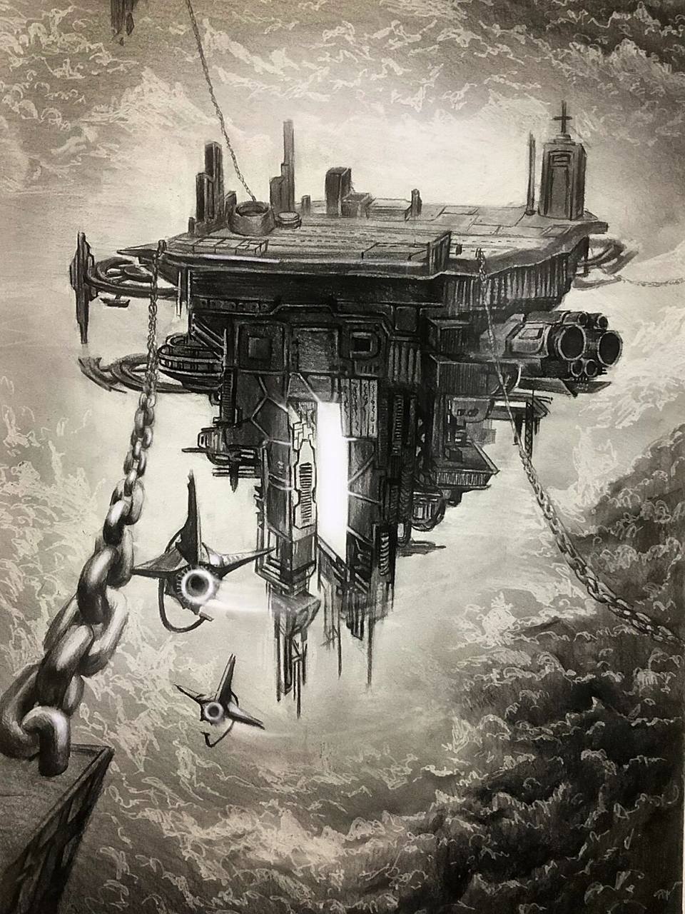 海陆空军事基地手绘设计素描 大一上学期画滴素描～ 是原创