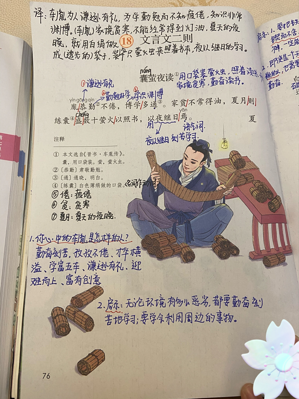 四年级下册语文第六单元《文言文二则》   囊萤夜读   铁杵成针  课堂