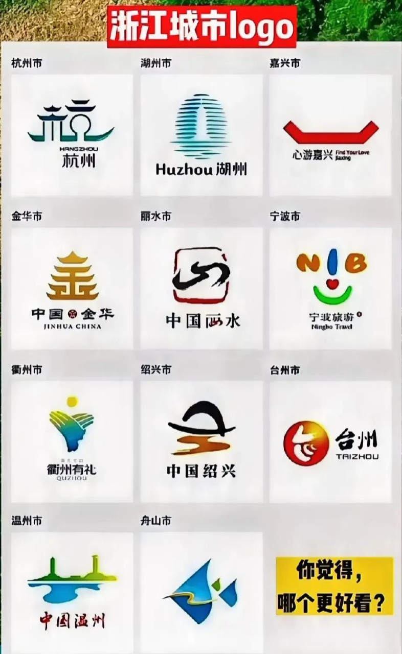 浙江各地级市文旅logo,有些城市的logo可能升级过版本,有好几种设计