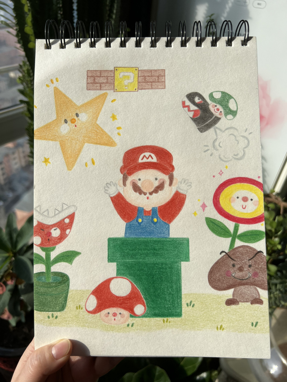 马里奥(彩铅画.