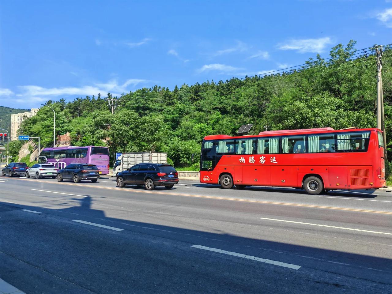 大连现在是旅游旺季,市区连串旅游车也不多见,去往旅顺大巴车特别集中