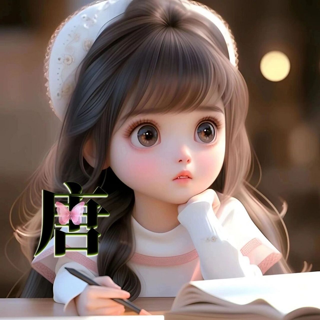 可爱的奶茶女孩姓氏头像