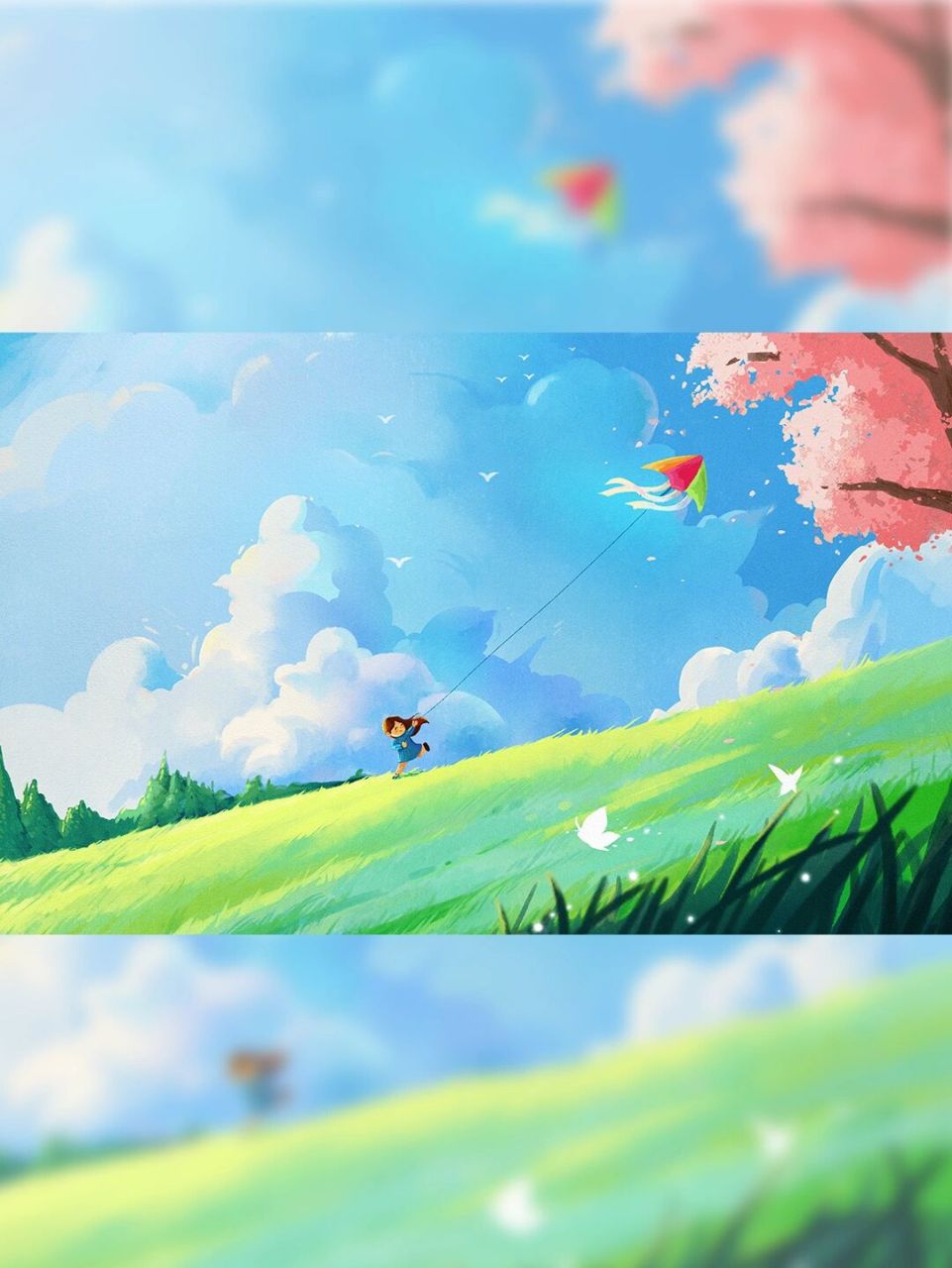 春天卡通风景插画背景图96源文件no.