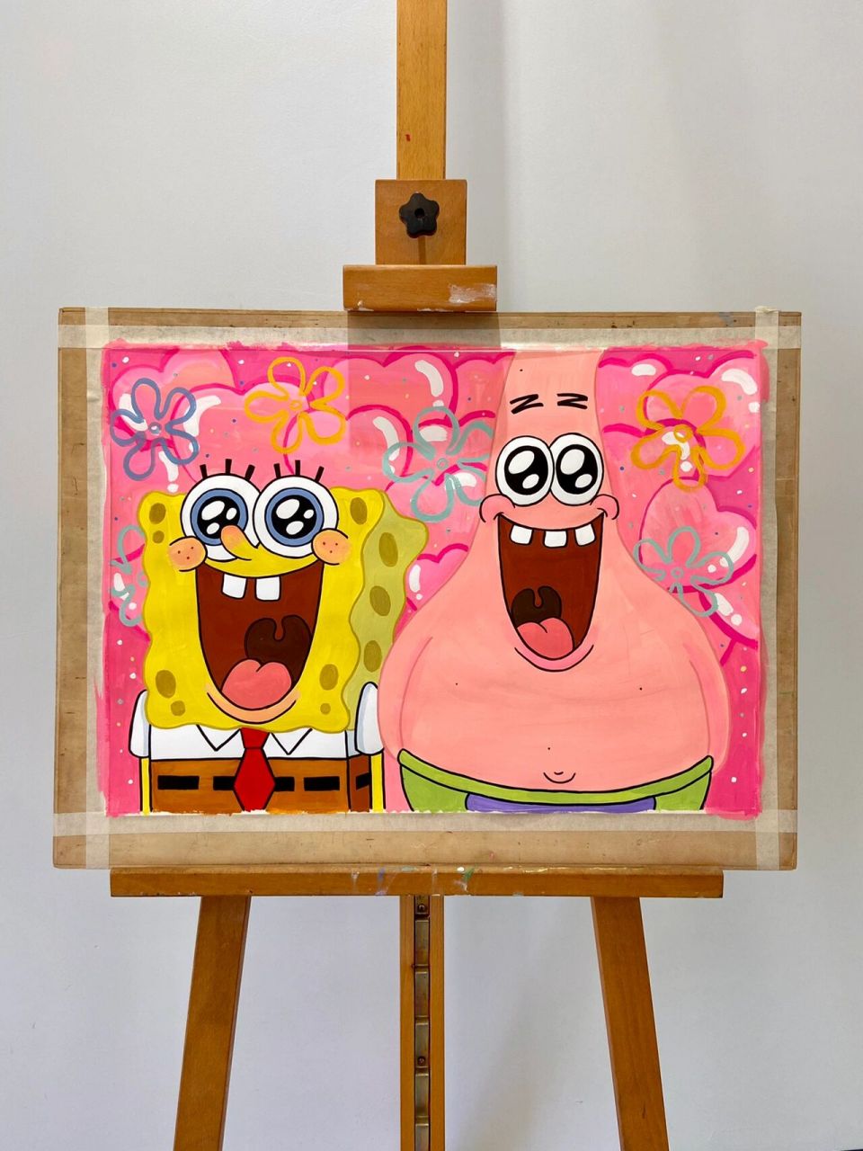 海绵宝宝和派大星93|丙烯装饰画(附过程图) 海绵宝宝:派大星快看