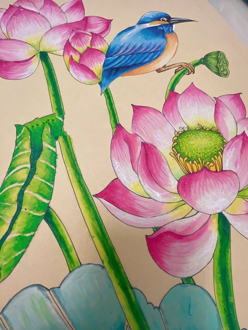 73作品全程有油画棒完成 这幅画建议初学者试一下,造型简单