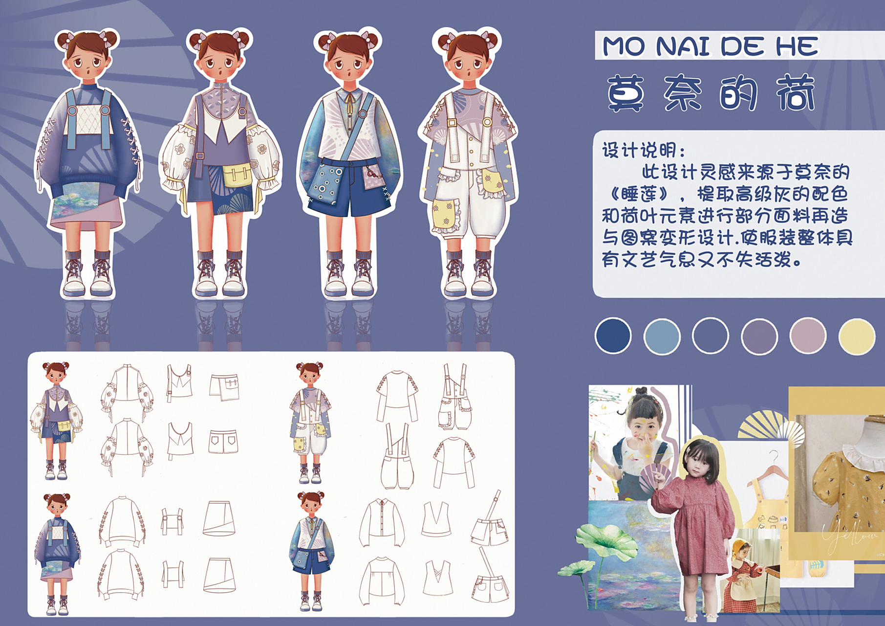 服装设计:童装设计(效果图,款式图) 第一次童装设计 	 灵感来源大艺术