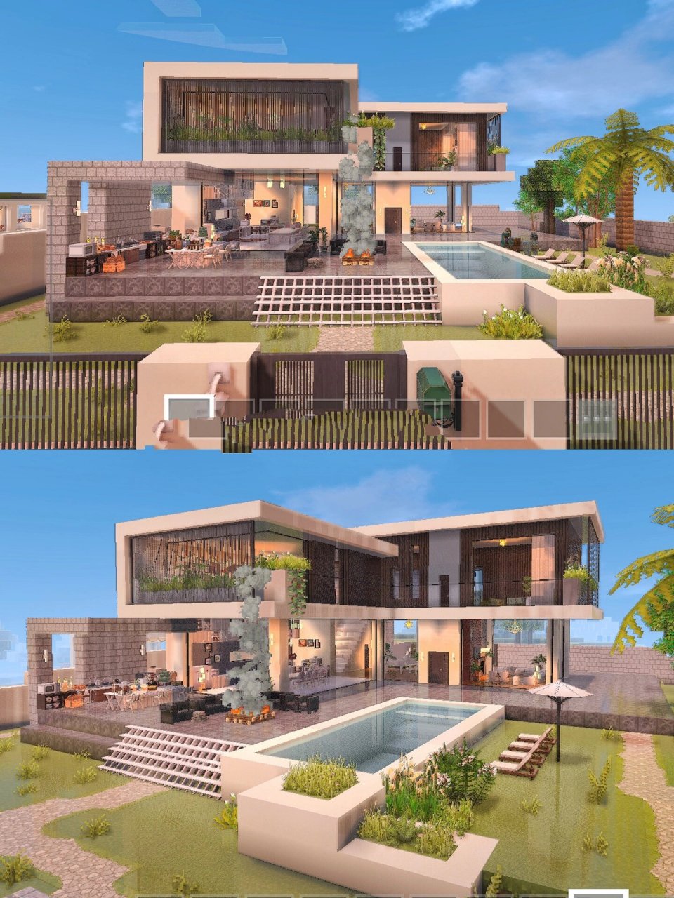 minecraft|豪华现代别墅🏠(附图解版 肝了好久的别墅 因为是简约的