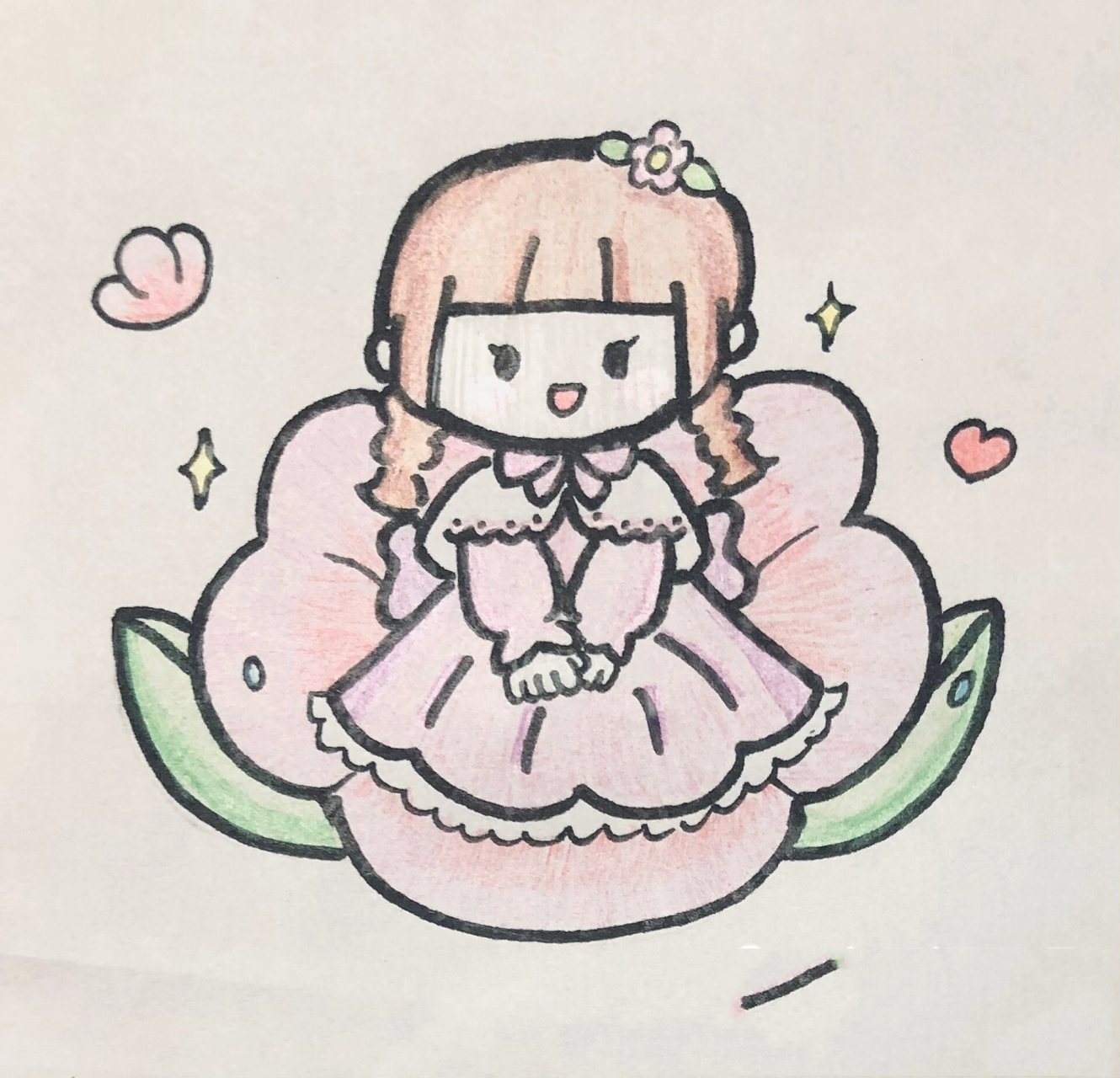 小麻薯 拇指姑娘简笔画 来喽