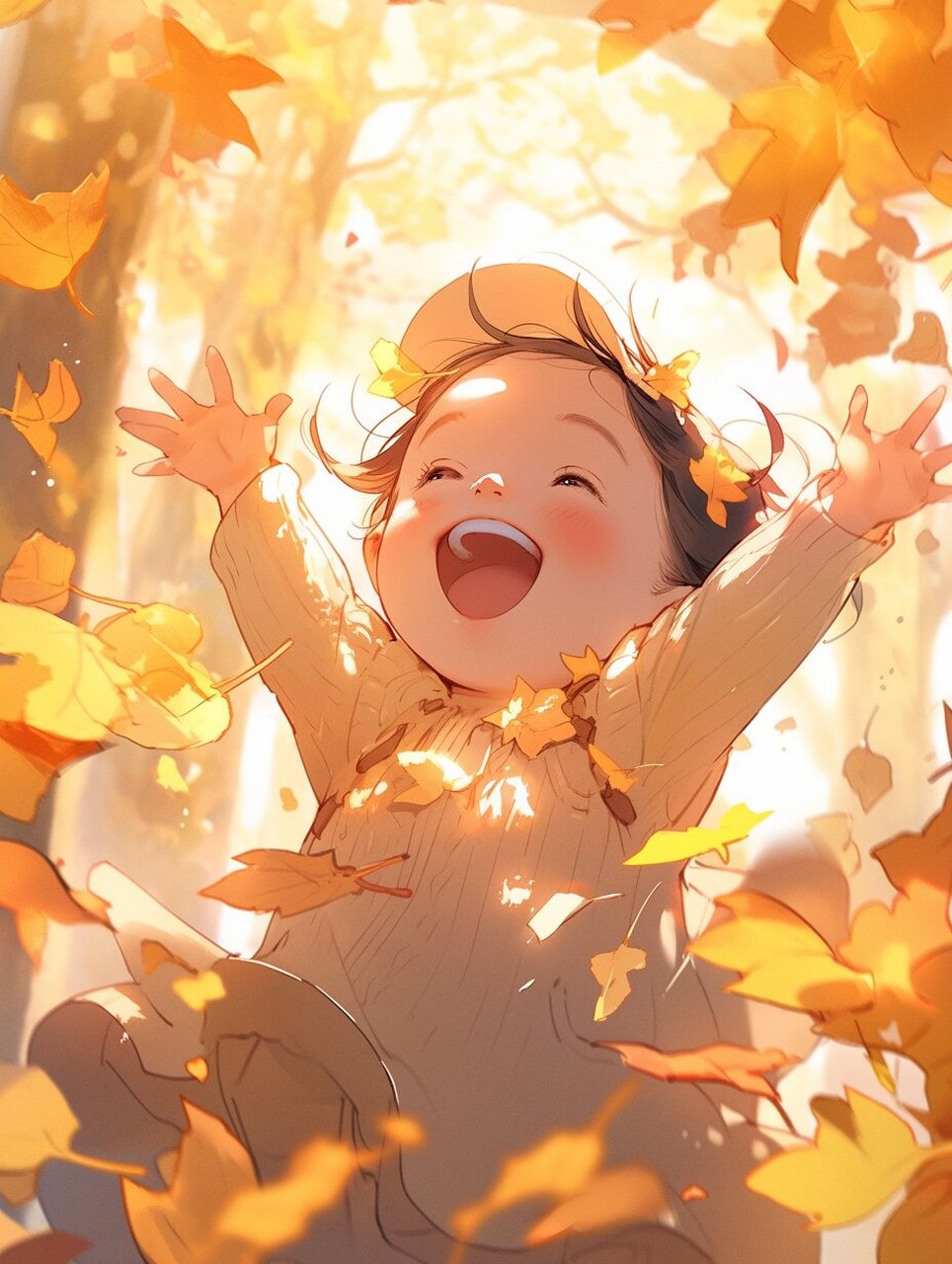 2--秋天可爱女孩头像壁纸 治愈 的笑容加上金色的阳光,心情也是美美哒