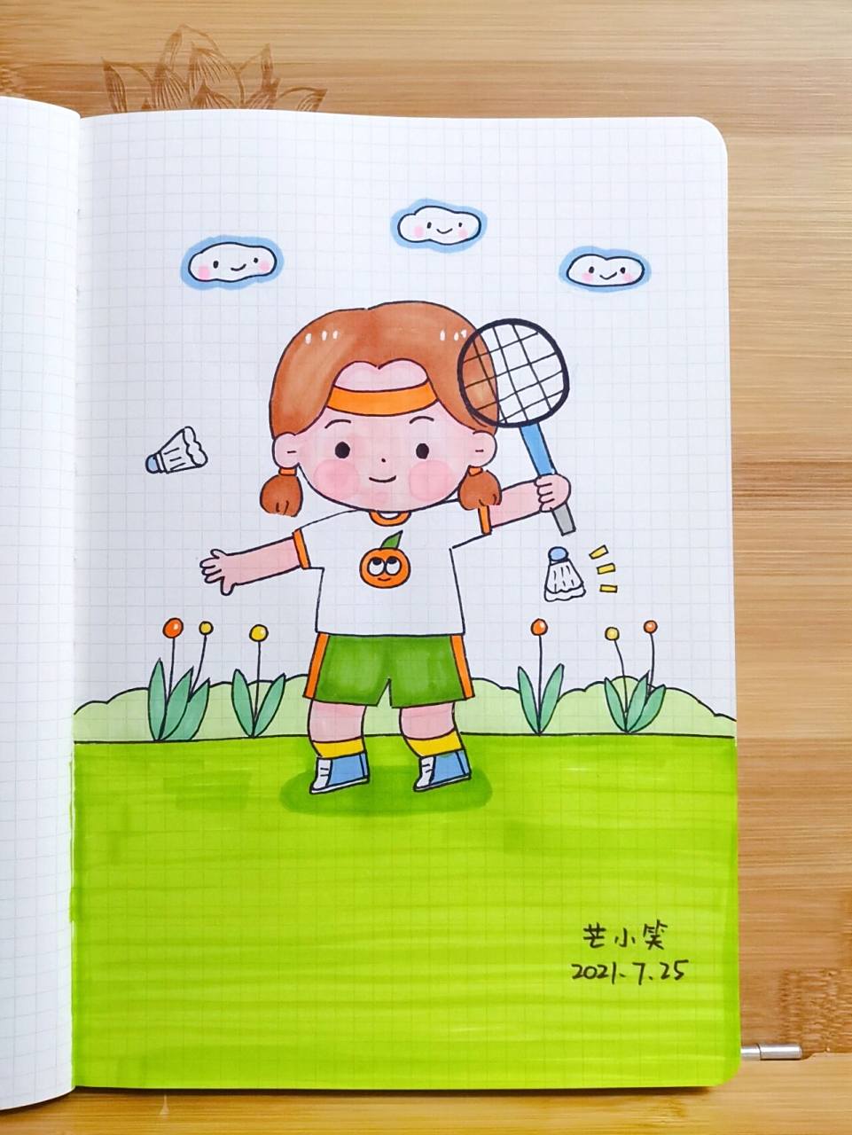 打羽毛球简笔画(77/300) 7815手指没画好,下次可以二次打不清楚的