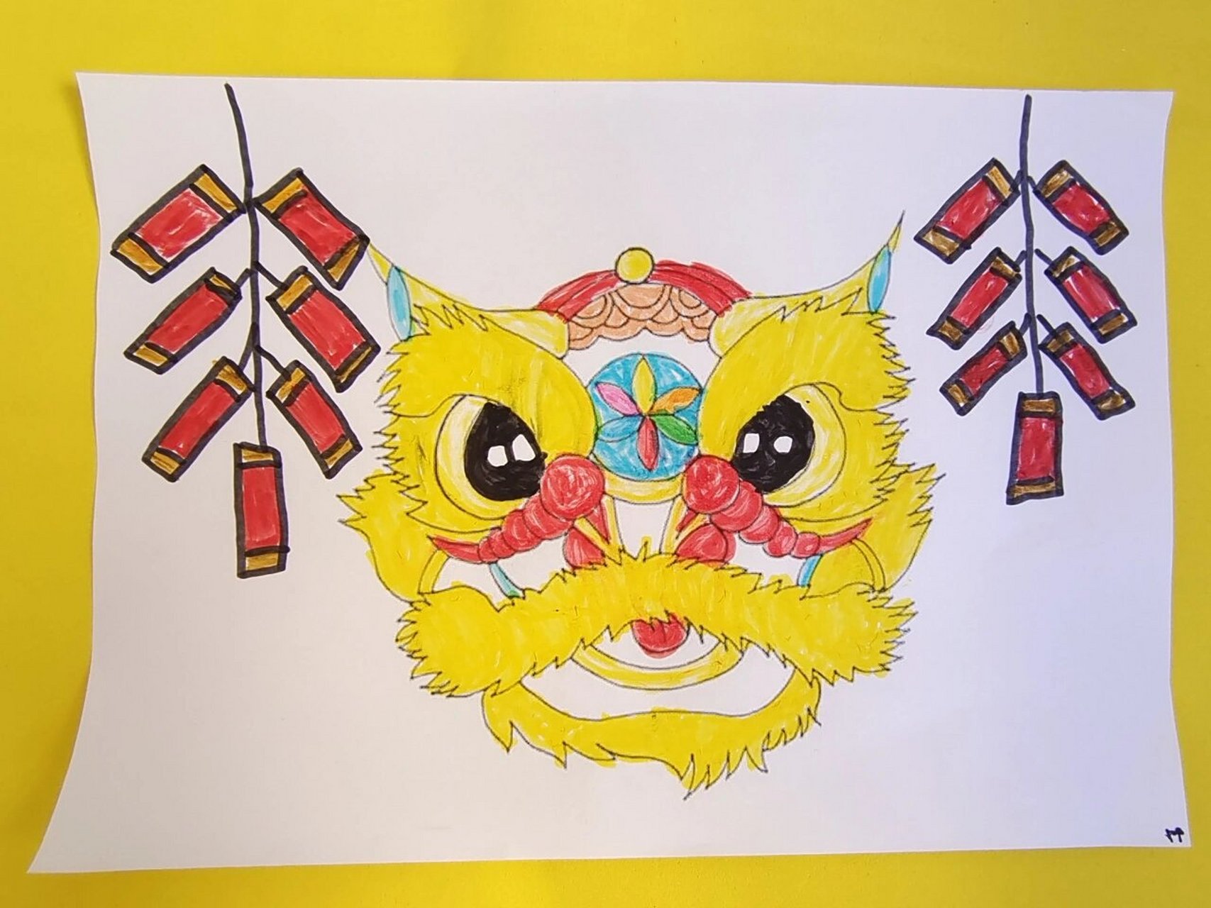 今天带宝贝们画了年兽~ 因为年兽造型较为复杂,且需要对称,所以选择了