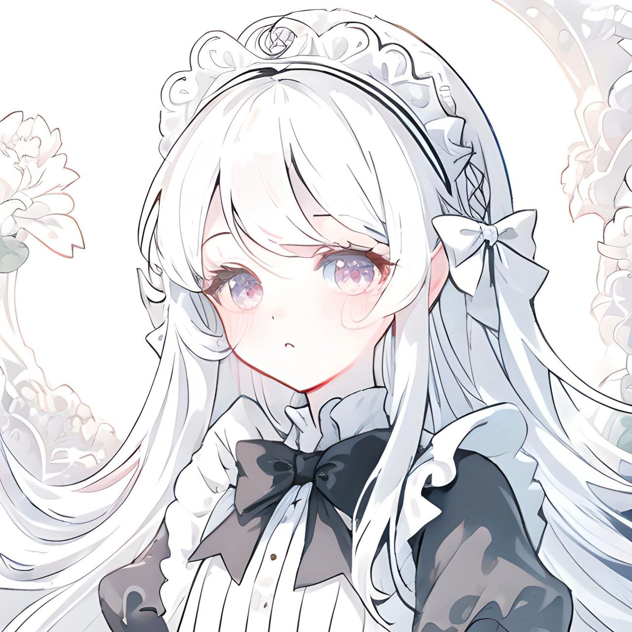 白发女仆丨可爱系女生闺蜜头像