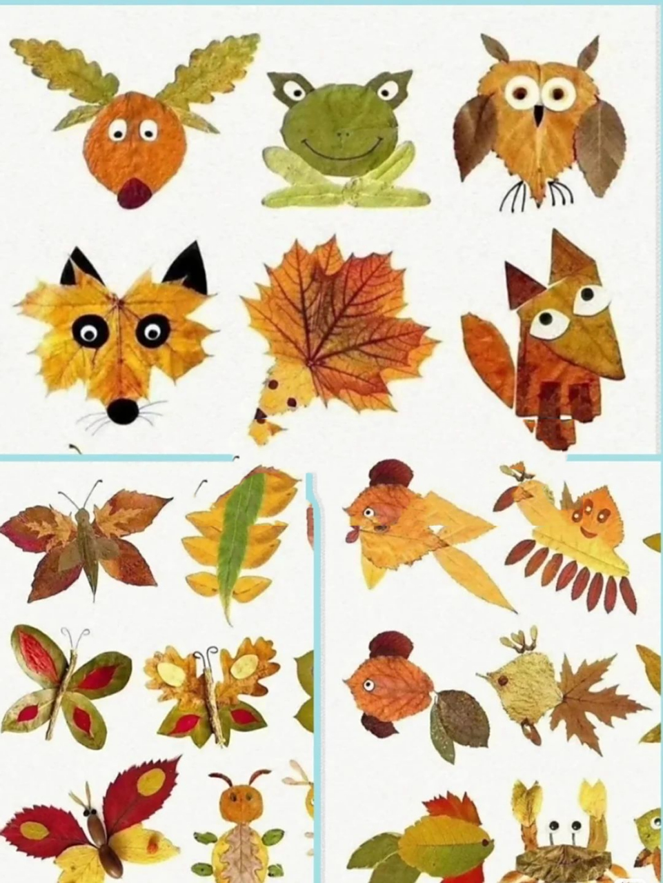 简单动物树叶贴画
