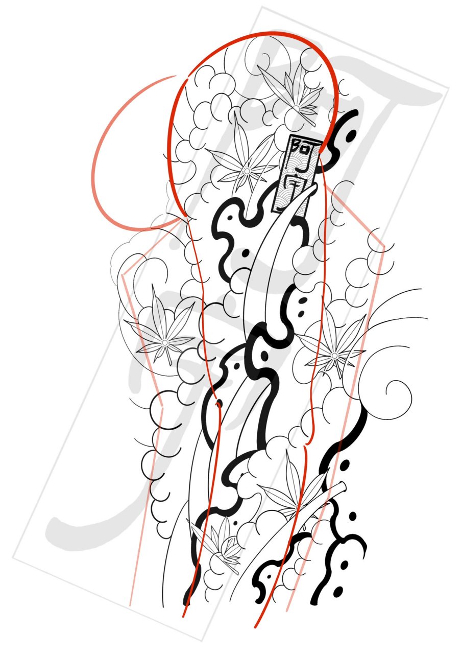 传统枫叶纹身手稿图片