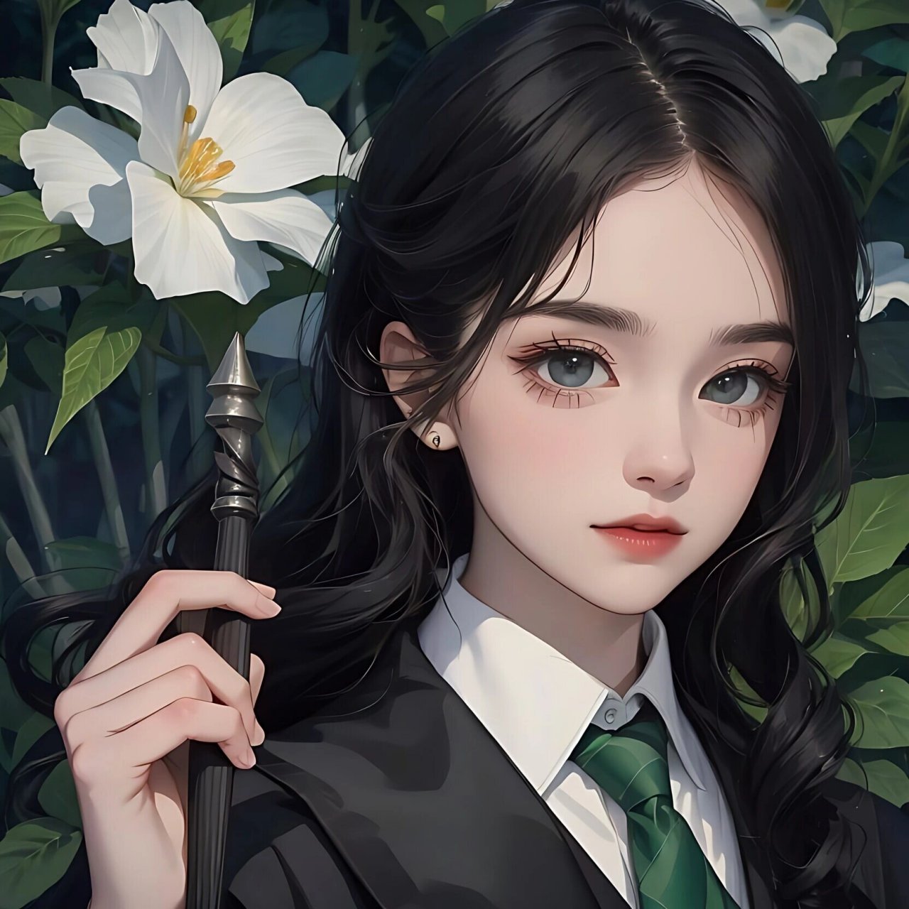 绿色系清冷女生头像61欢迎来到蛇院的后花园 #画画的日常# #女生