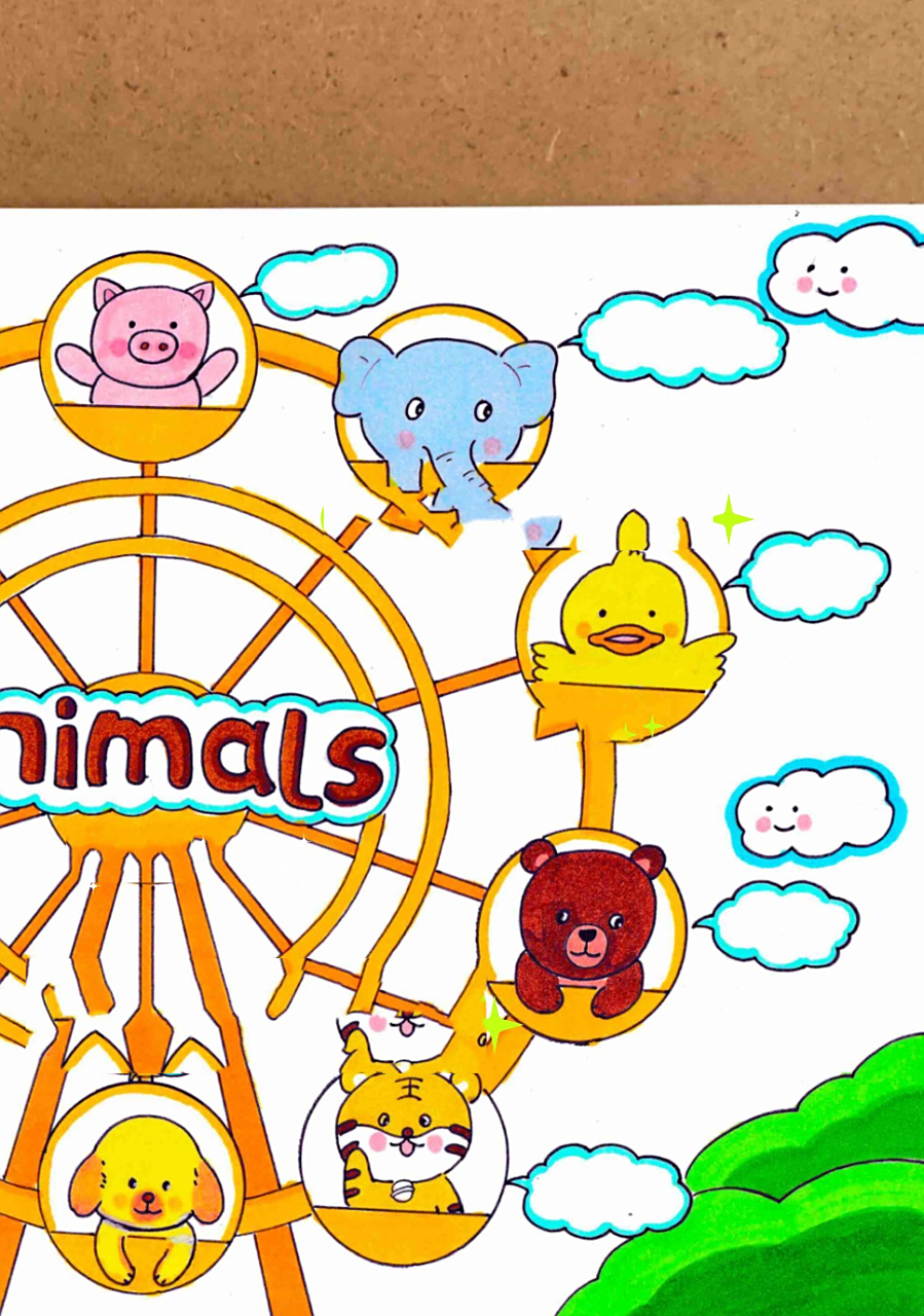 英语动物手抄报animals三年上册模板线稿155 94手绘…动物英语手