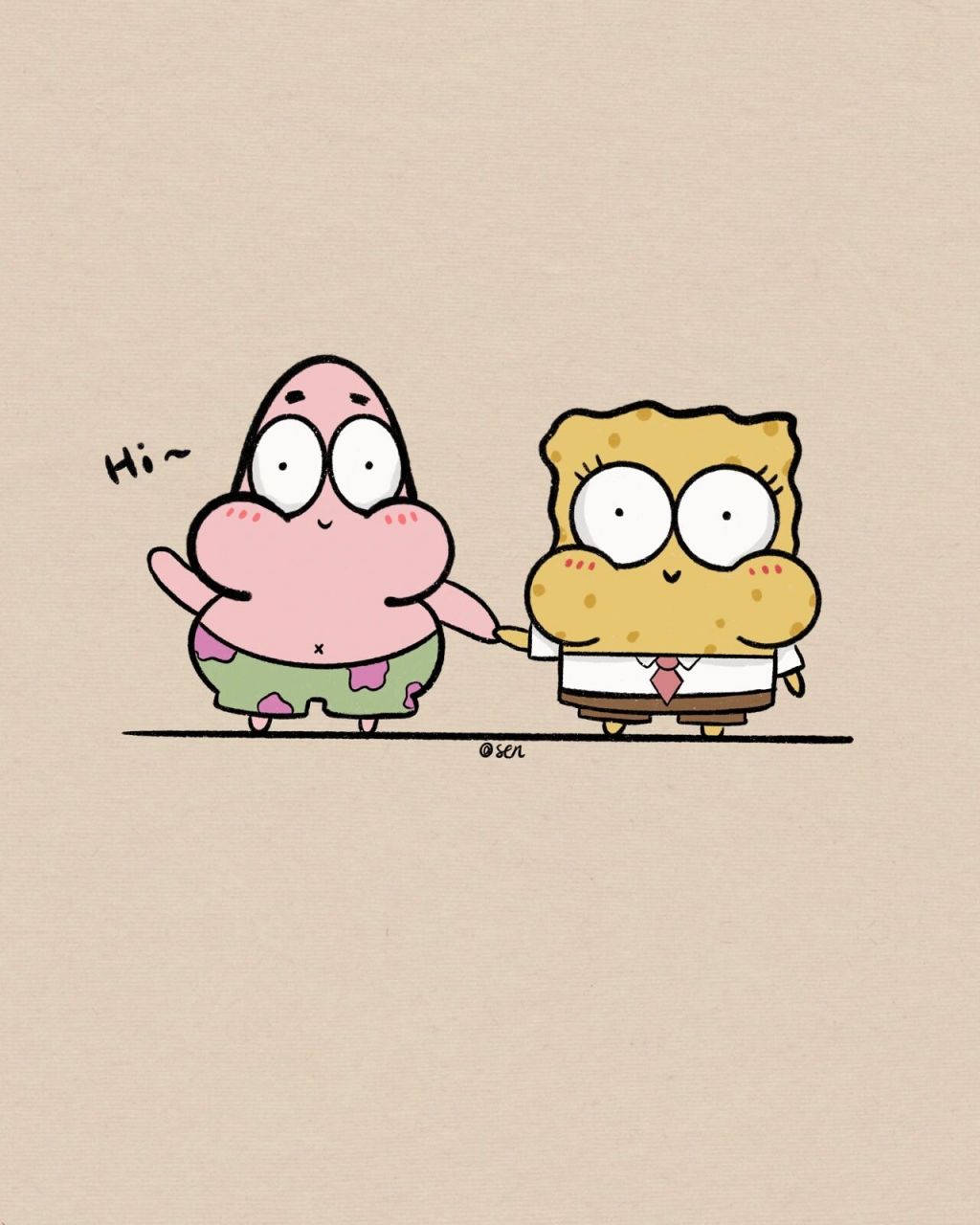 可爱简笔画|海绵宝宝|附过程 海绵宝宝派大星 临摹