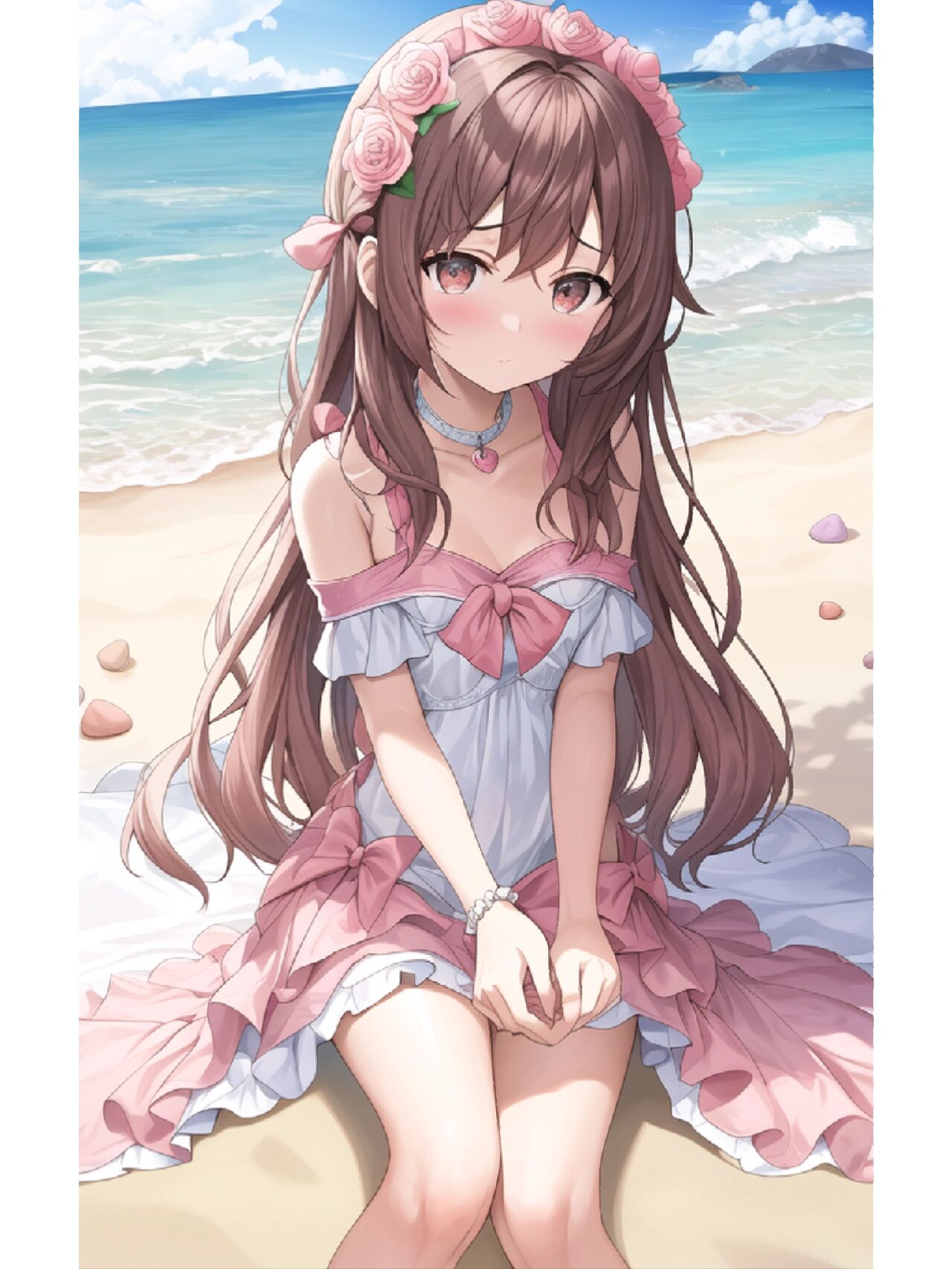 沙滩泳装可爱小女孩