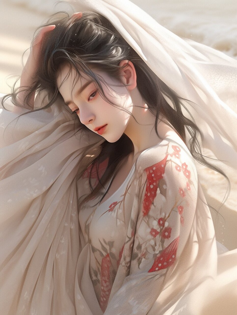 古风美女 / 素衣轻纱 / 女生头像壁纸 #古风写真#0202#古风插画