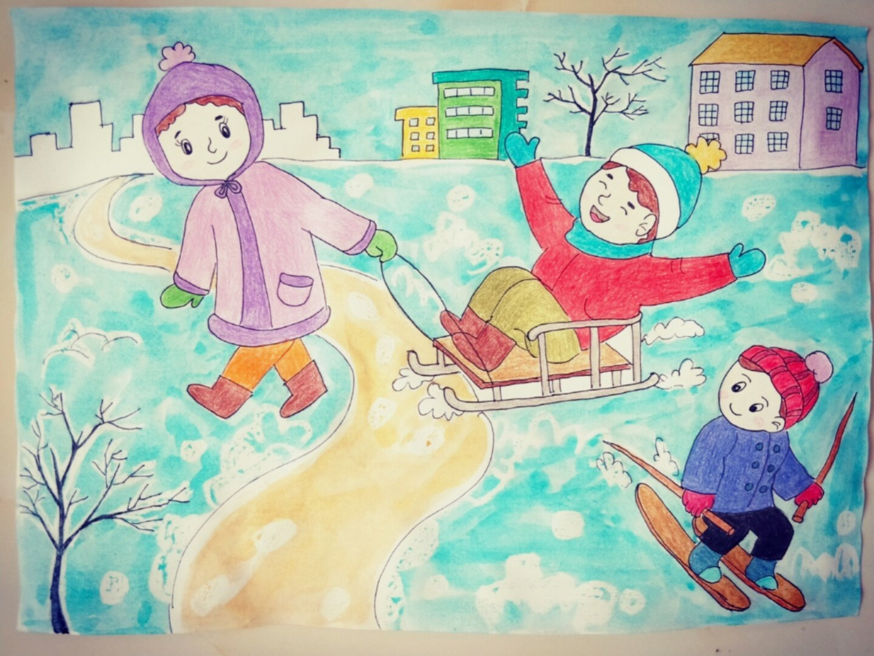 快乐冰雪 #少儿创意美术