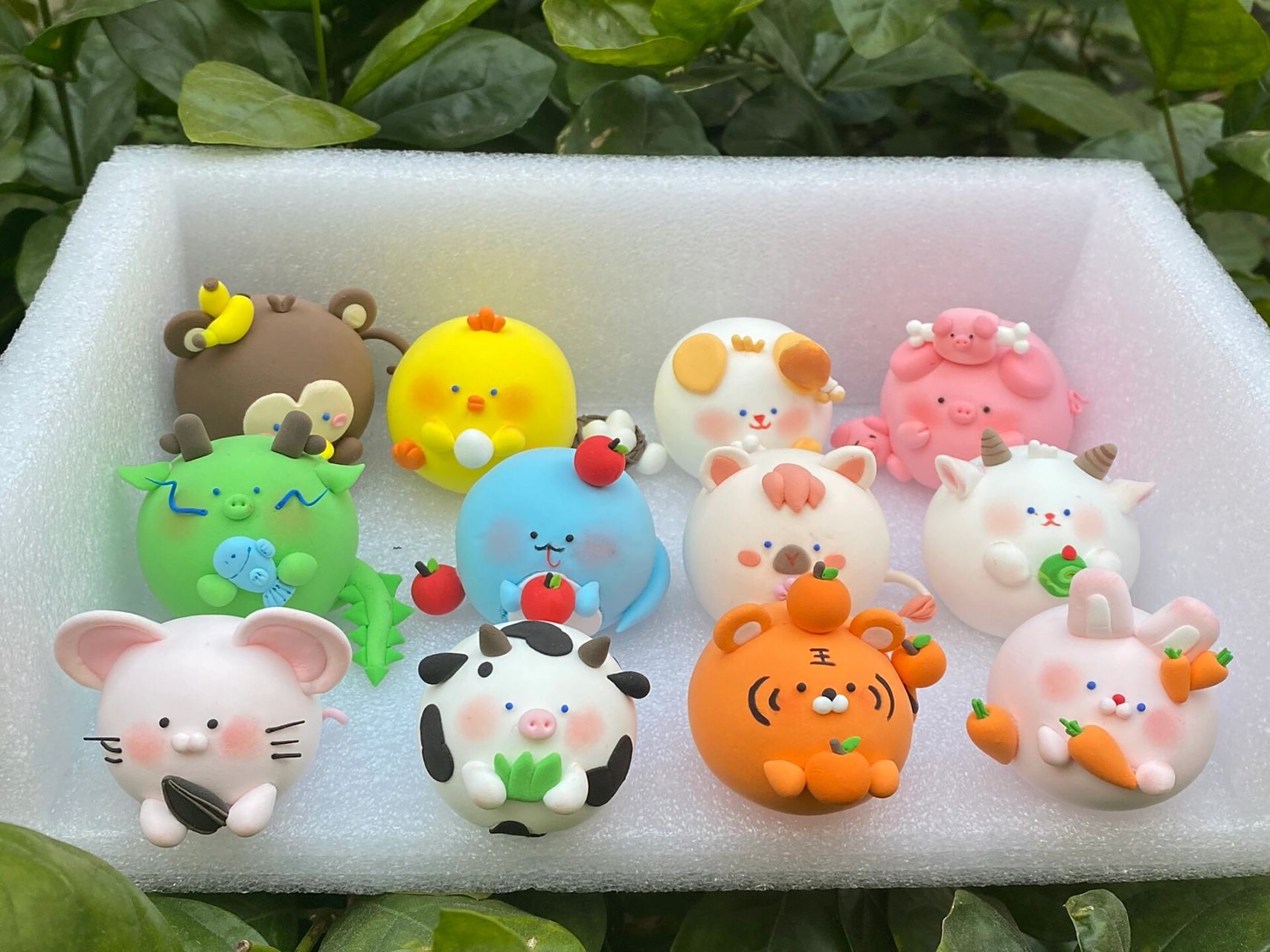 十二生肖团子轻粘土教程 十二只团子整整齐齐 你是哪个生肖动物呀
