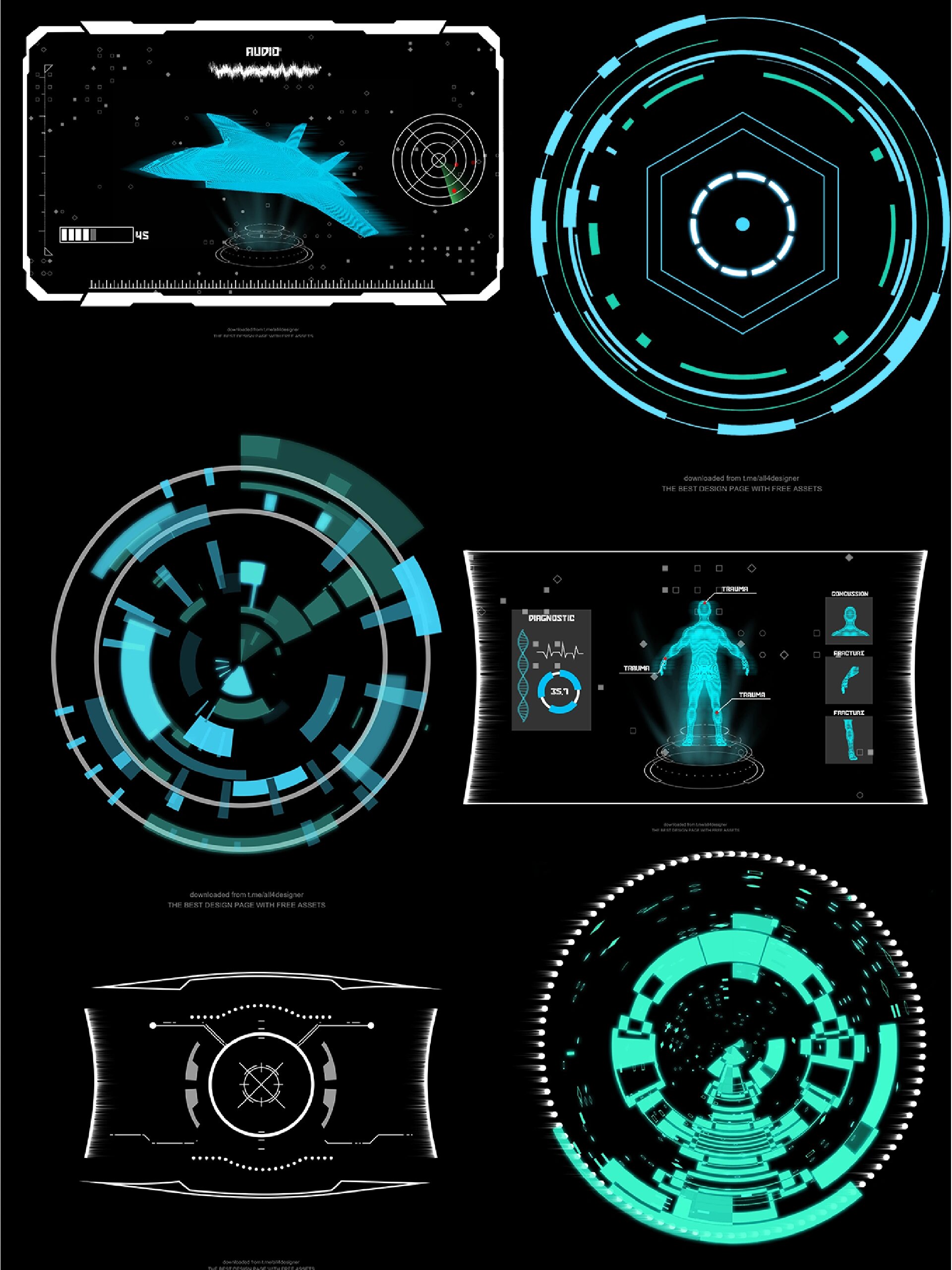 赛博朋克免扣素材!科技感爆棚