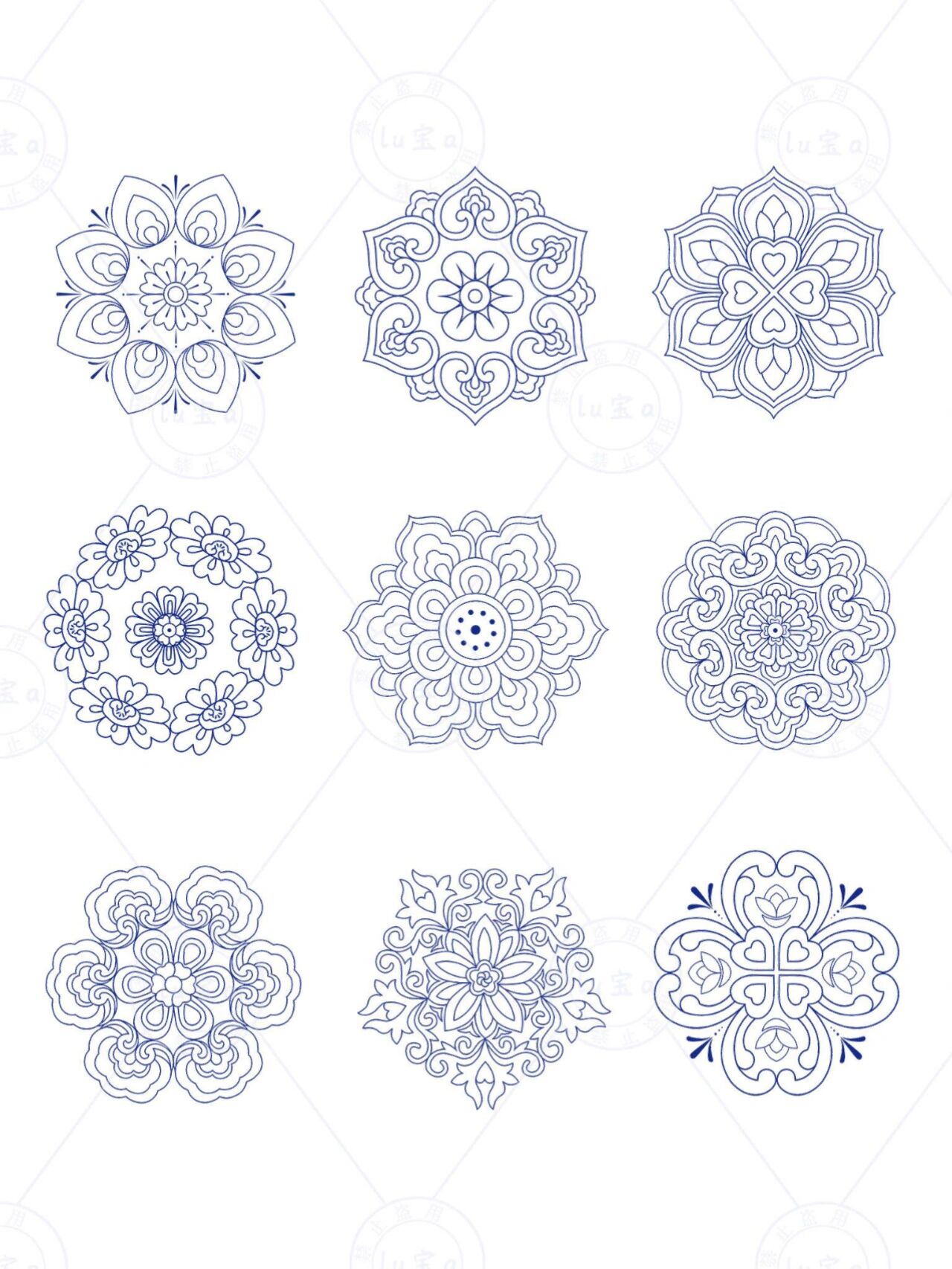 50期 传统图案纹样线稿合集 敦煌团花藻井