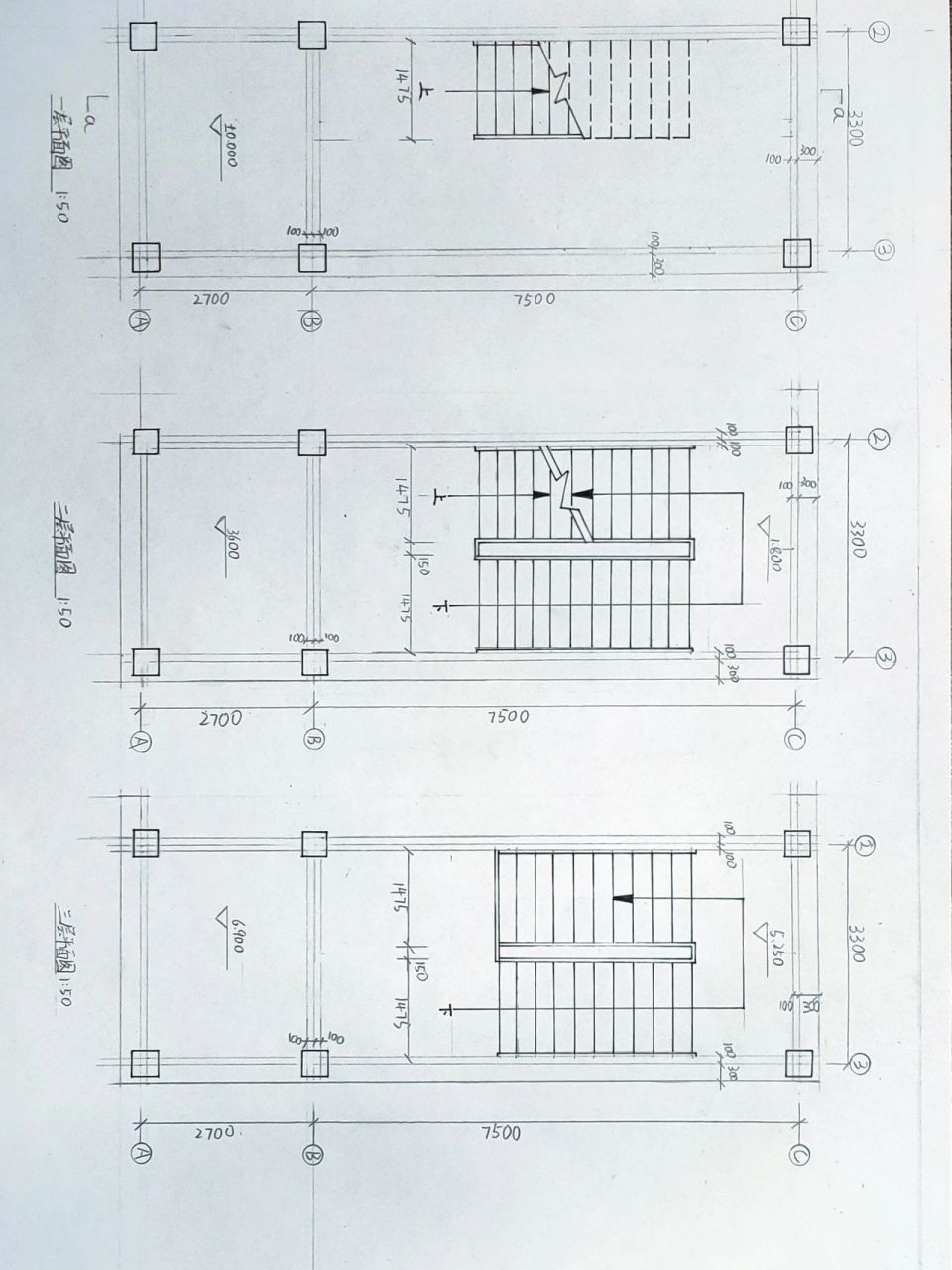 建筑构造—楼梯设计 第一次画楼梯,有点费劲.