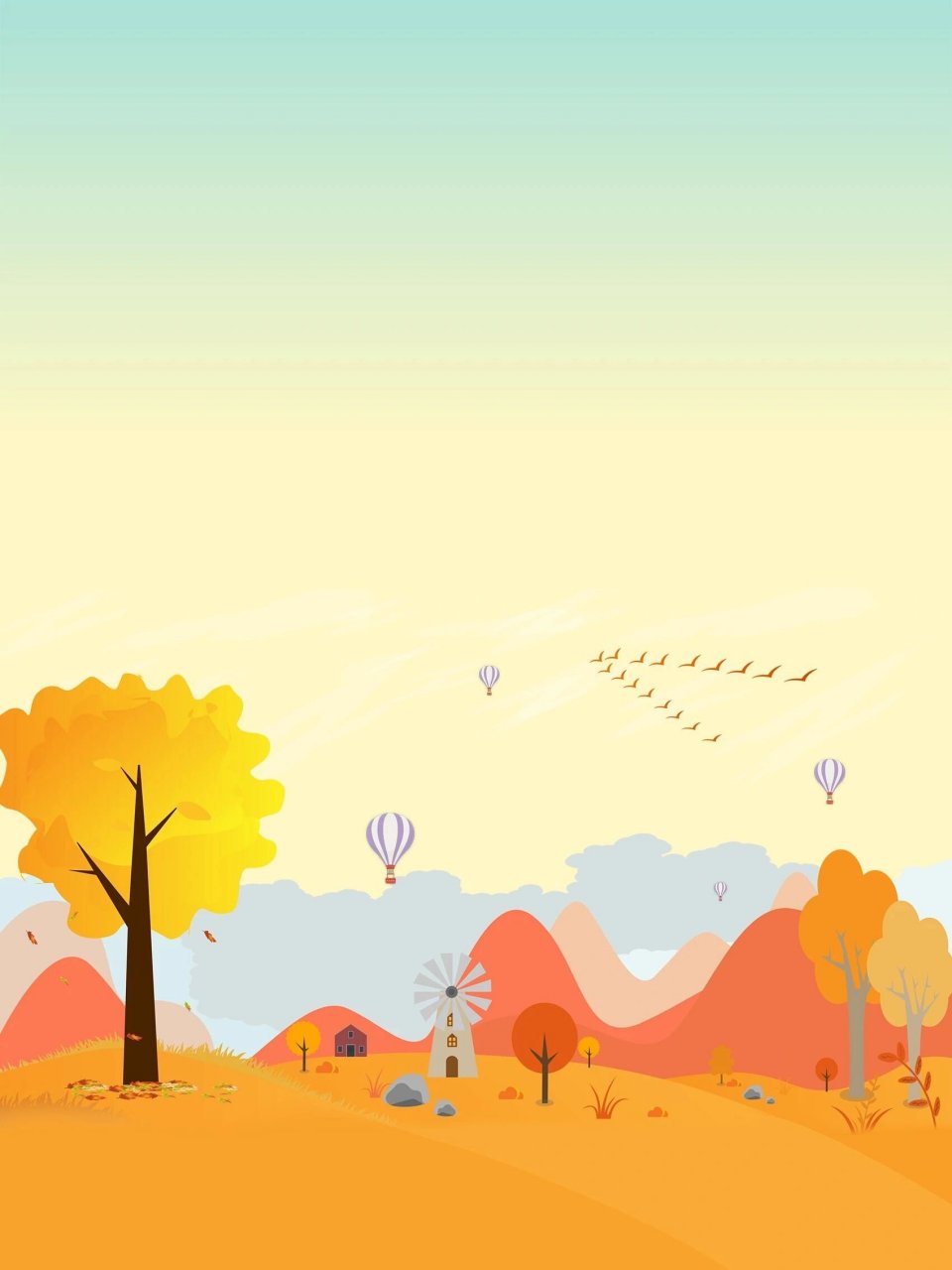 素材分享|卡通手绘立秋🍁节气海报底图分享✅ 🥳周末愉快啦