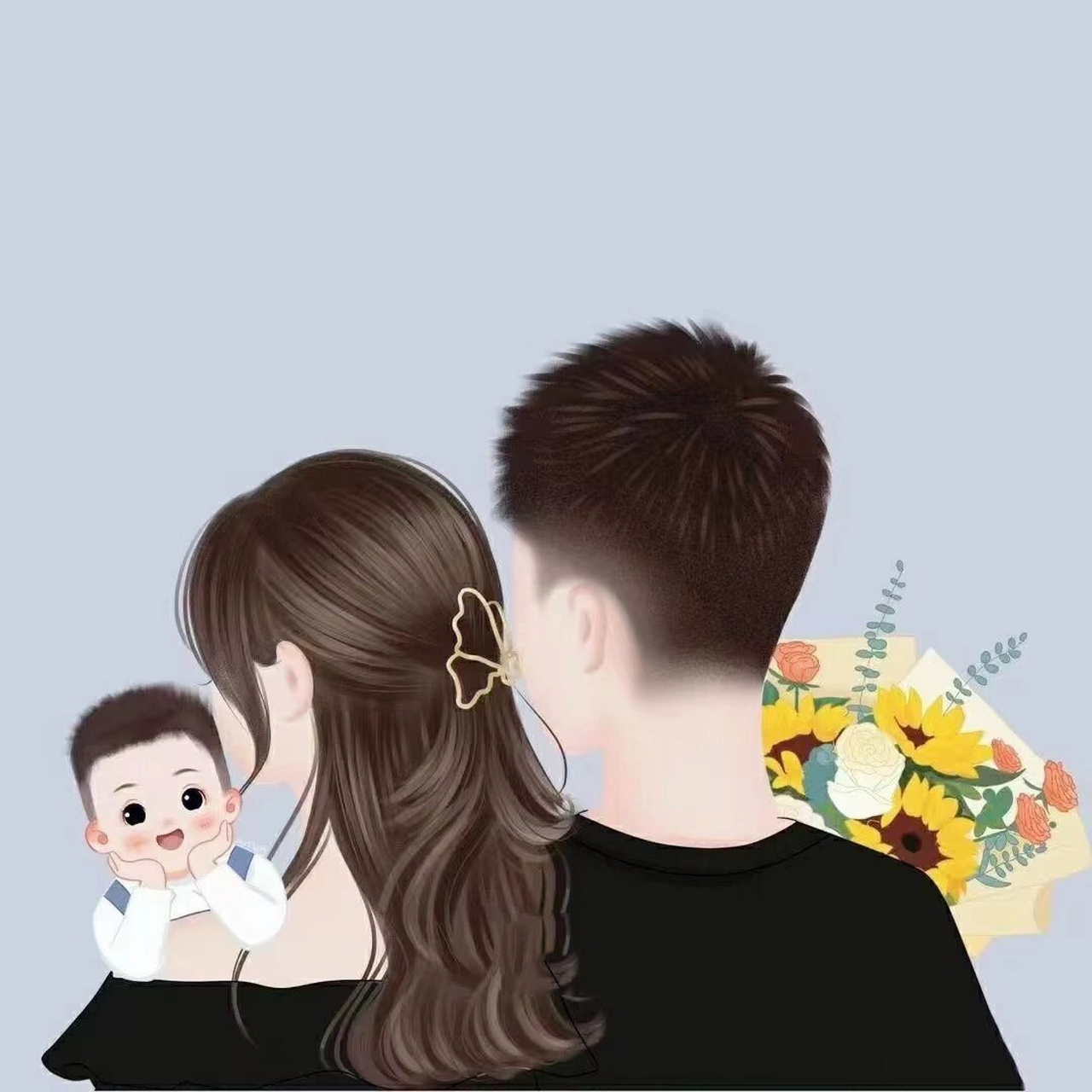 原创手绘亲子头像全家母女母子父子可爱头像 操碎我心的是你,萌化我心