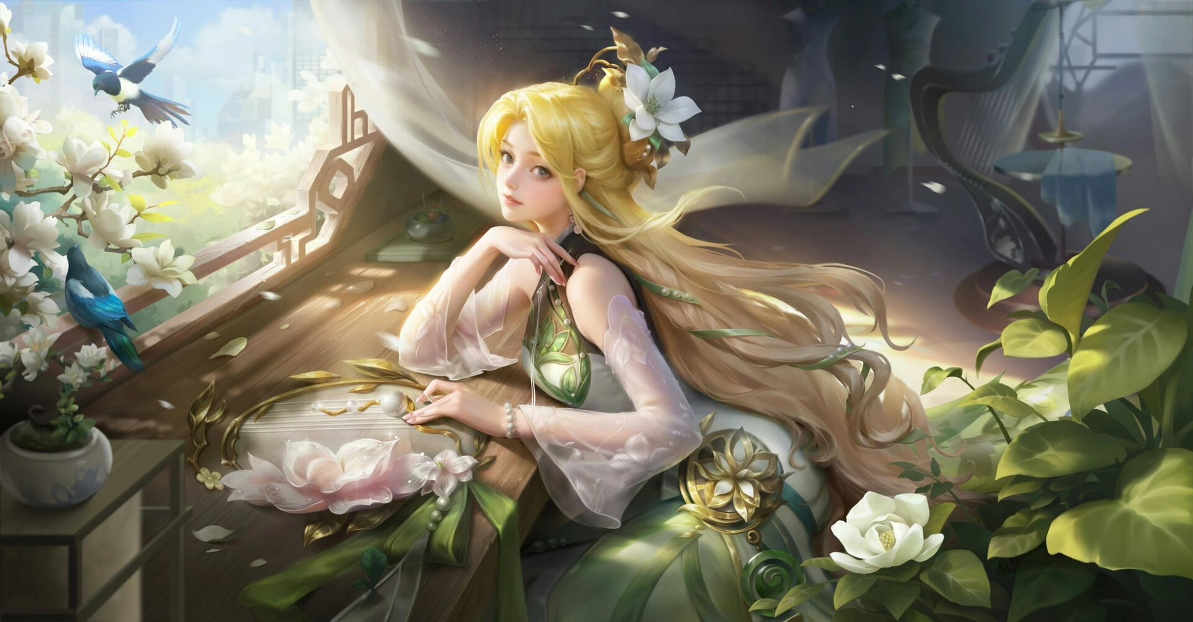 王者荣耀 王昭君-乞巧织春 高清无水印海报 除了获取方式 其他都不错