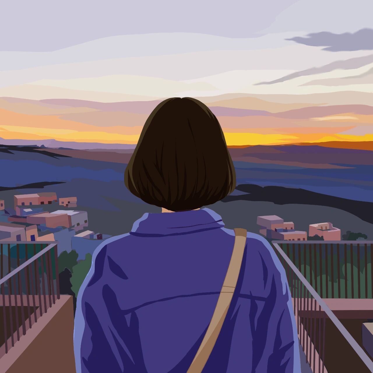 插画日更781516/100 女生背影头像  96工具:电脑 csp 板绘 感冒