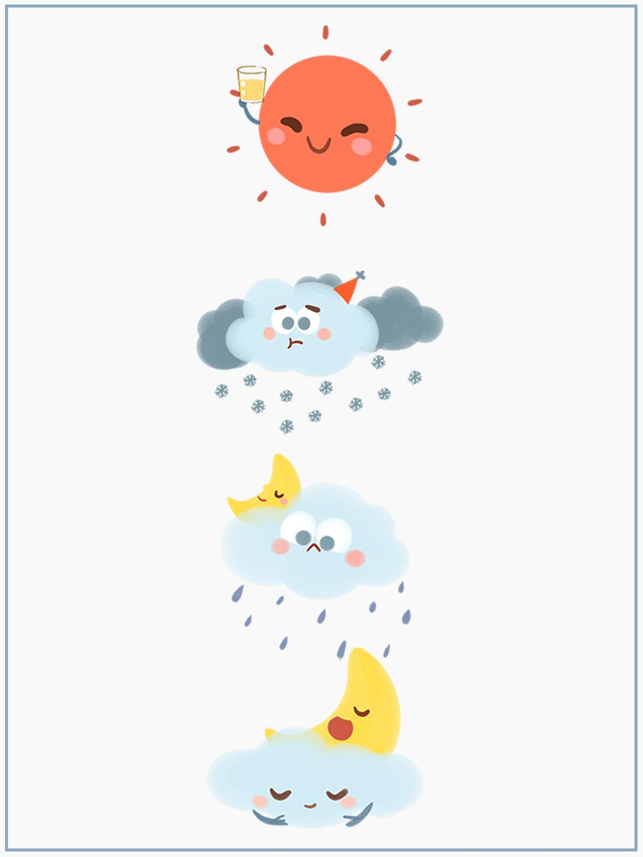 no.257|免扣|96卡通天气气象插画素材