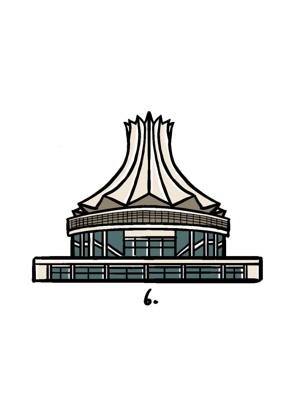 如何画南宁会展中心|地标建筑简笔画教程59 地标建筑简笔画教程第59个