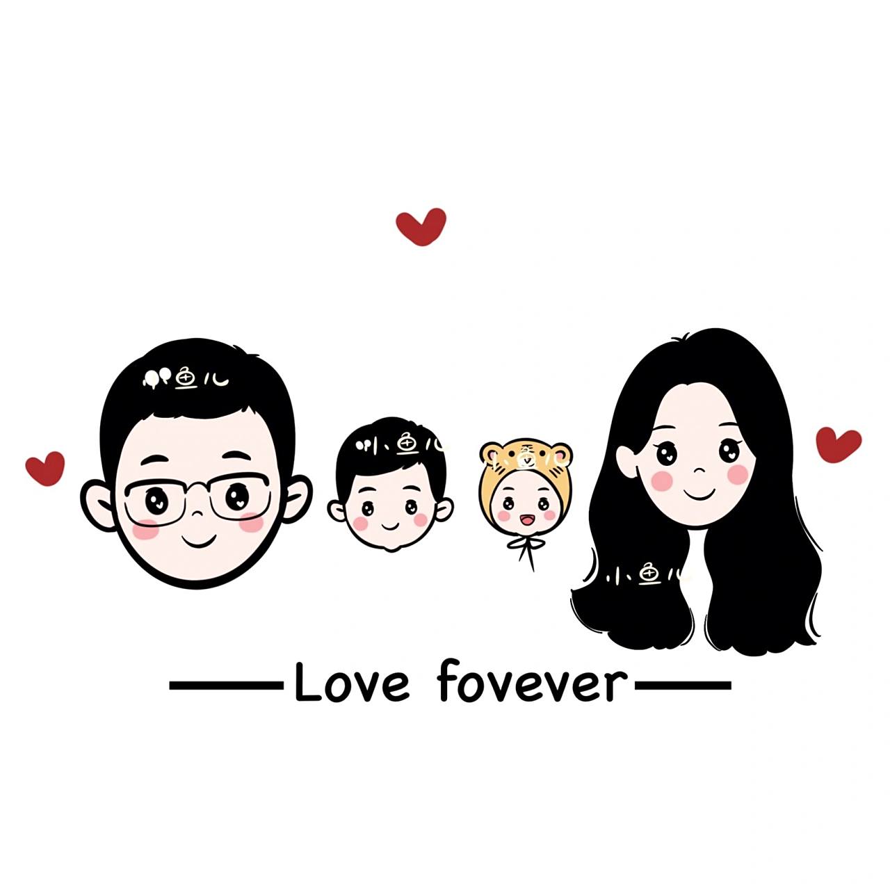 好看7815幸福满满的一家四口全家福头像 超可爱!超萌!