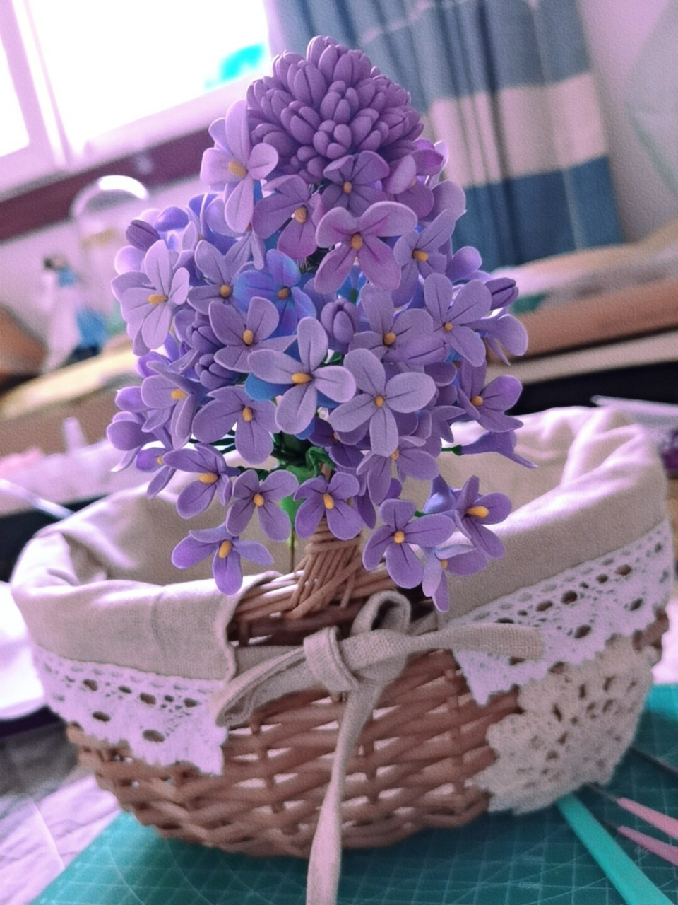 树脂粘土丁香花制作教程(上) 新手详细丁香花过程 我是想做一个竹篮子