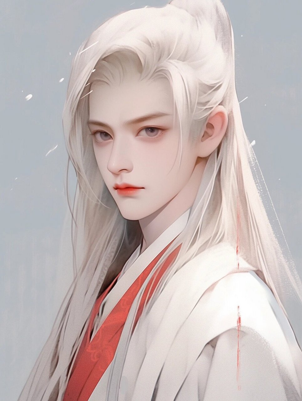 古风 白发美艳男配 男生头像 男生25 他宛若青玉般温润,肤色如初