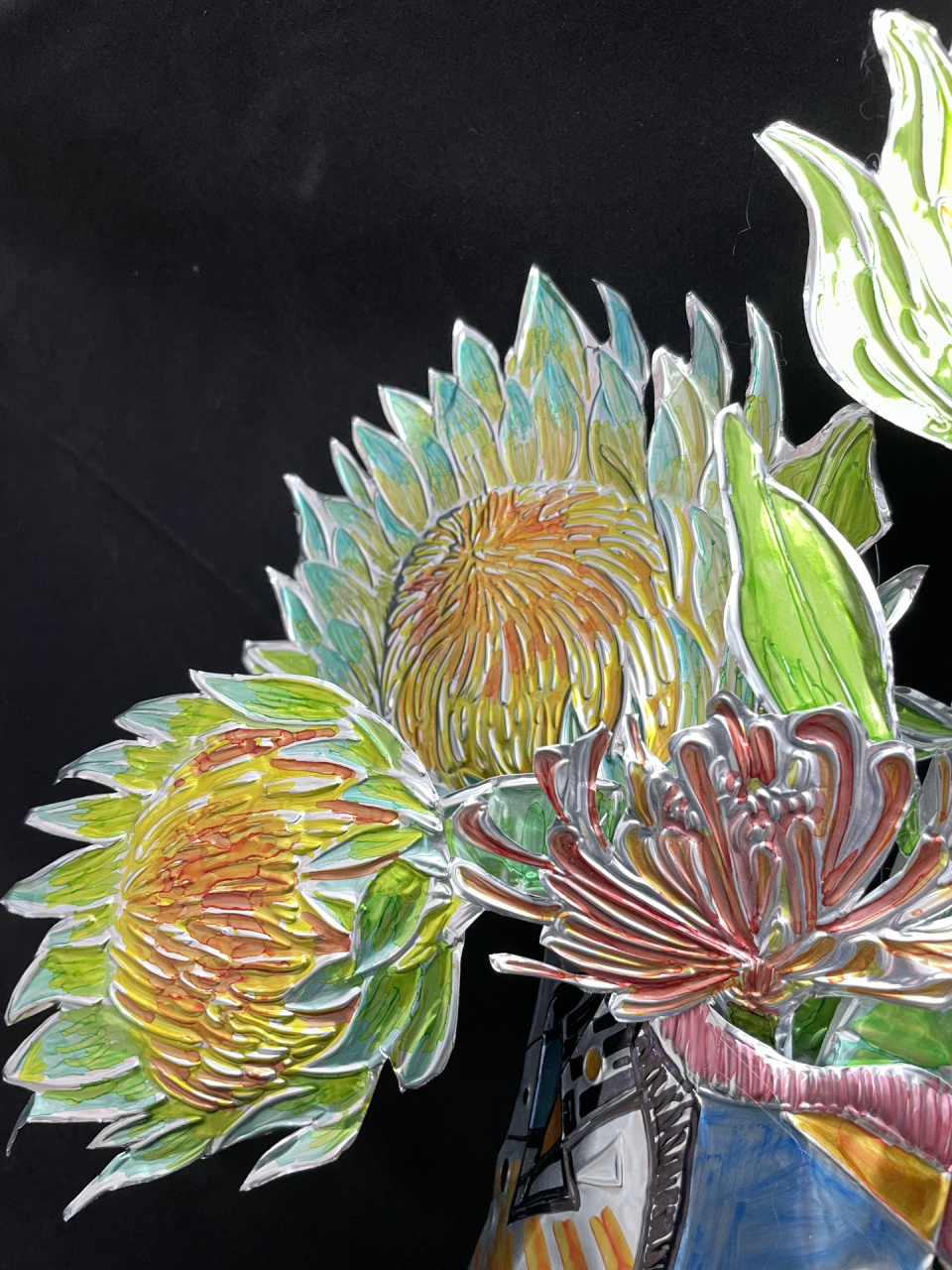 锡箔纸少儿手工课7015|瓶花|帝王花 9969959-12岁作品