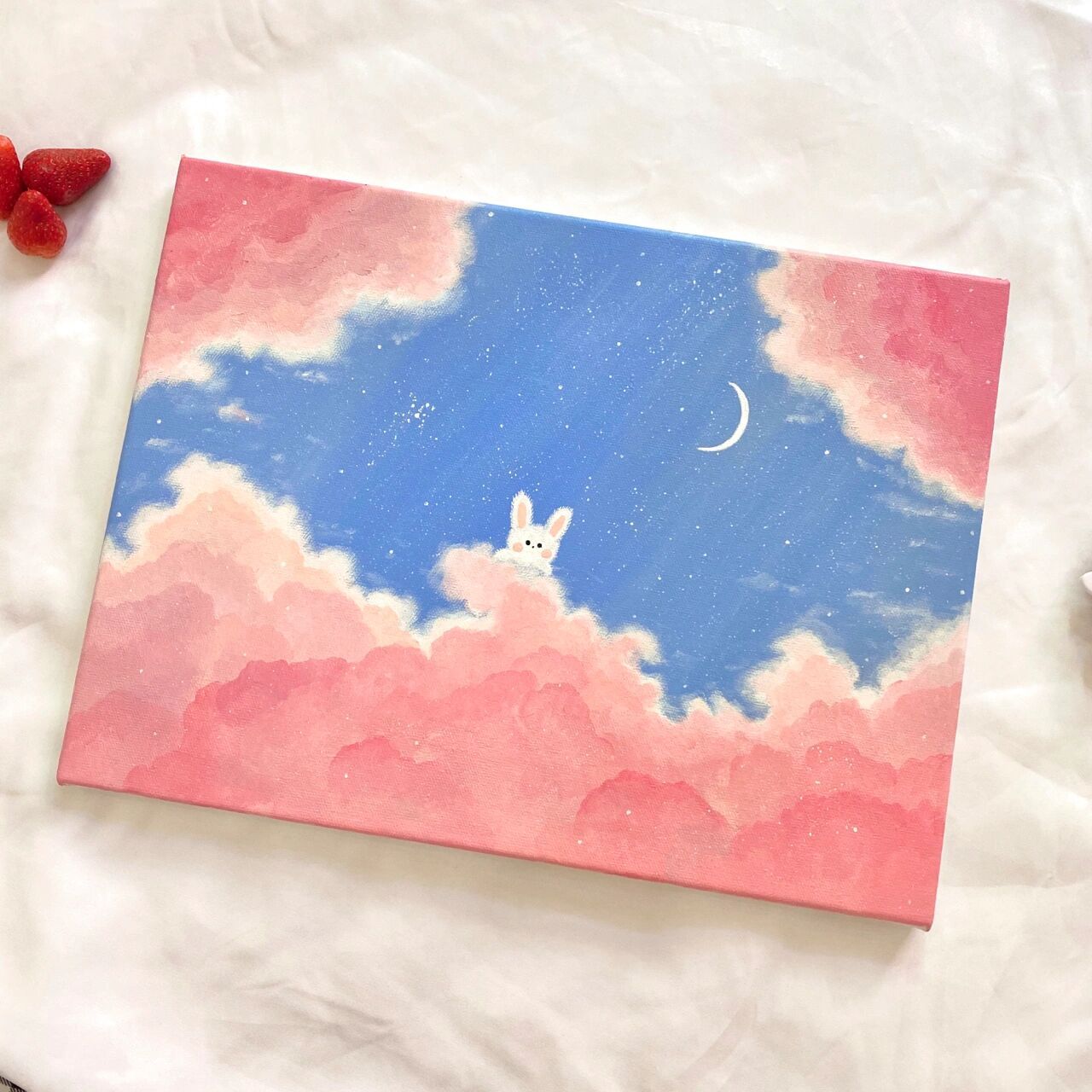 丙烯画|一看就会的零基础粉色星空