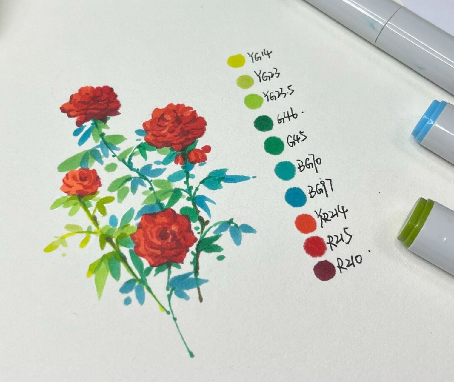 马克笔花系列|月季教程 月季绘制三部曲 应该很简单啦