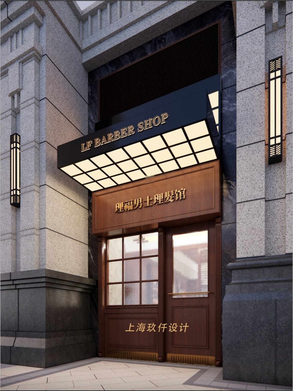 网红理发店的门头法式【美式复古】门头设计 我摊牌了,这个理发店门头