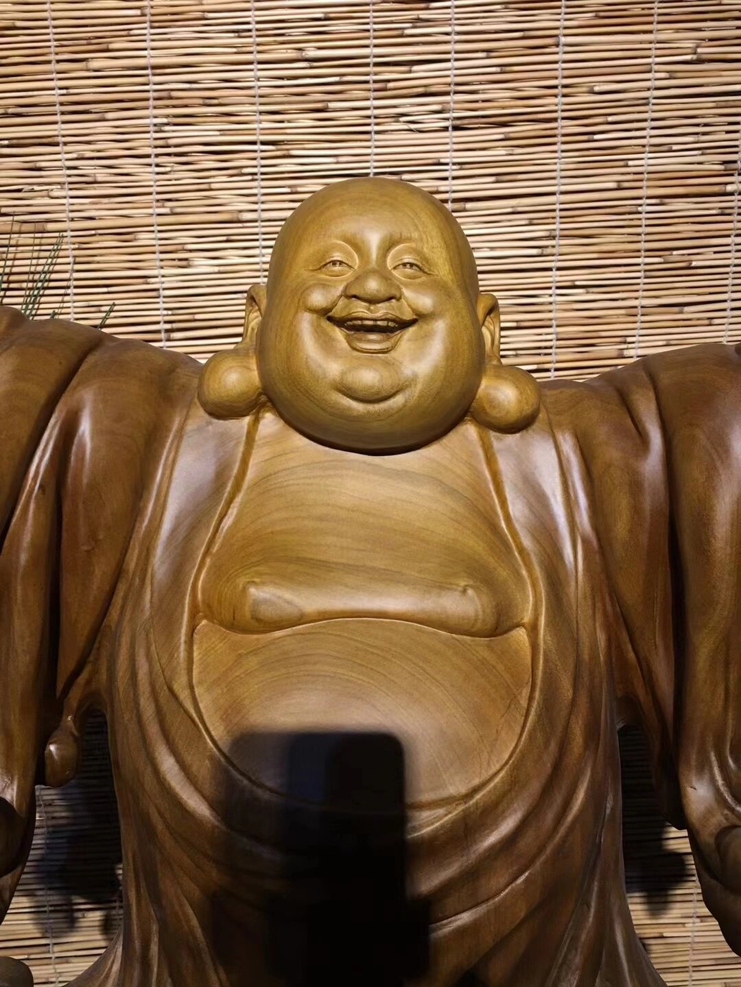 大型手工雕刻弥勒佛根雕木雕摆件