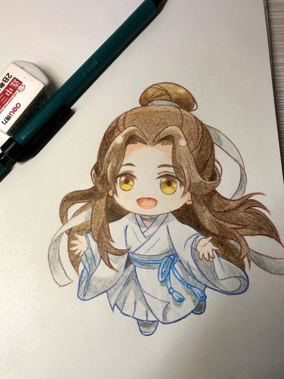 天官赐福 谢怜 附教程 q版怜怜,太可爱啦 	 才发现怜怜也是胖虎眼