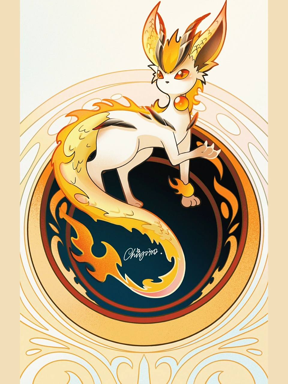 宝可梦同人|龙伊布 属性:龙 图鉴:拥有凝结着龙之能量的宝珠,是十分