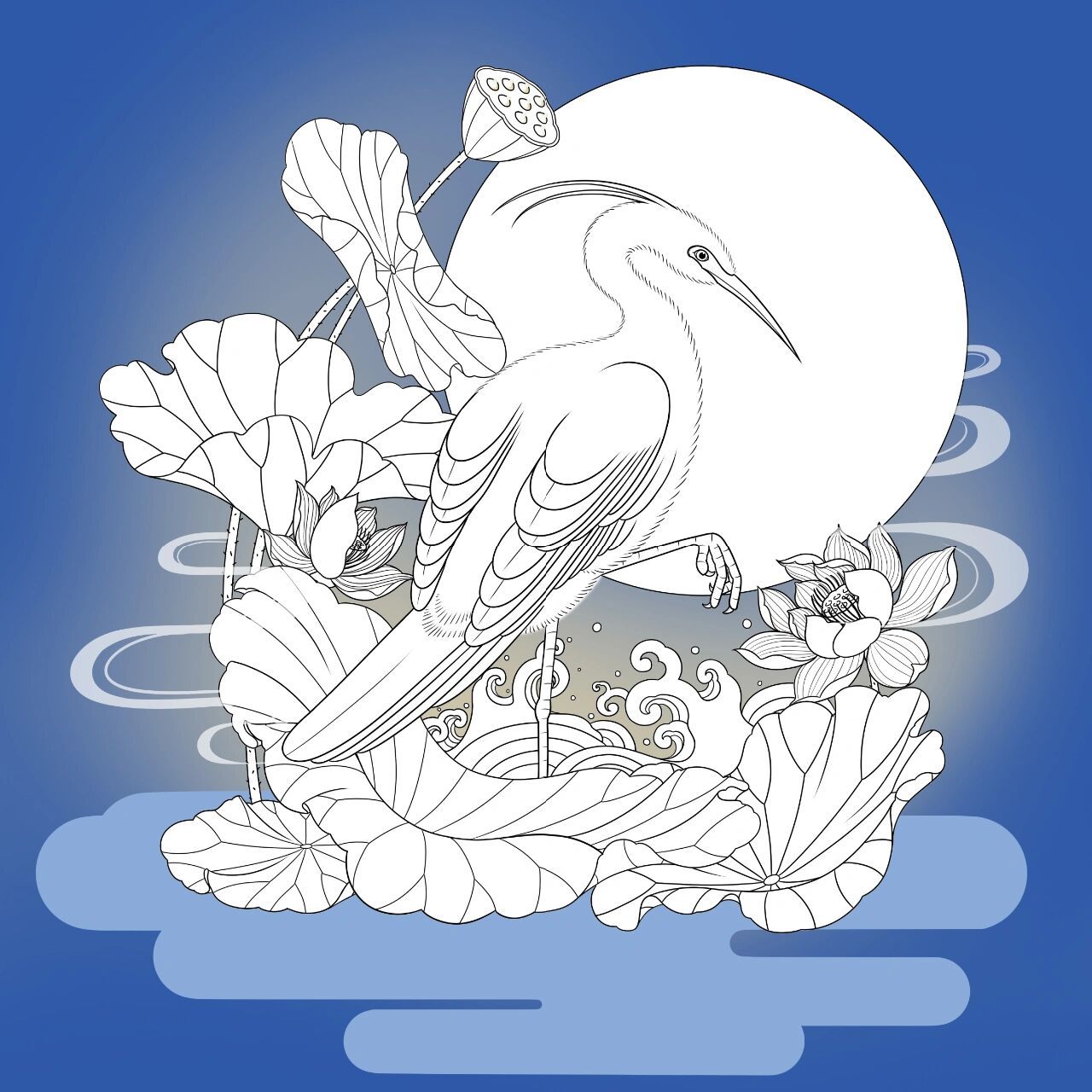 (15/100)国风元素—白鹭 好久没更新国风元素系列了,更新一下简单的