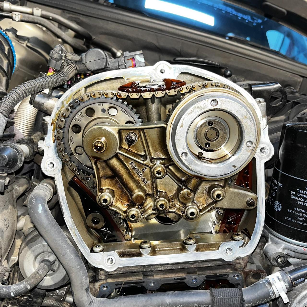 片 正时链条 核桃沙清洗积碳 处理发动机漏油漏水更换机油散热器垫