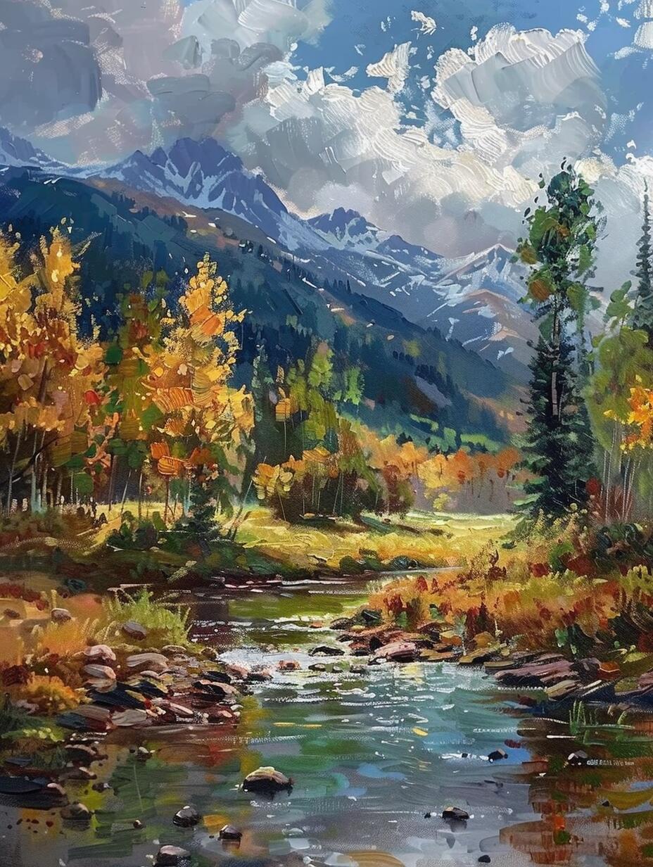 ai油画|溪畔金秋
