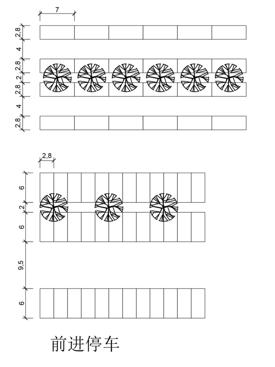 规划停车场设计尺寸 停车位常用尺寸规范 生态停车场 回车场设计 规划